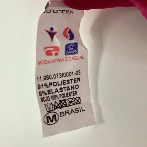 Massam Hot Pink and White Floral Lace Padded Bra Made in Brazil New with Tags - Picture 6 of 8